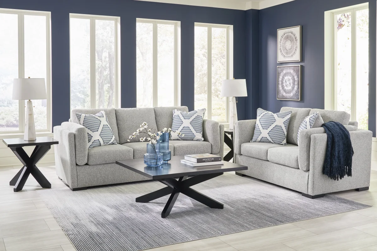 Evansley Sofa & Loveseat | Pewter