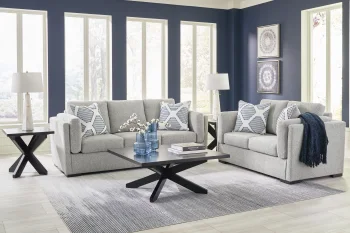 Evansley Sofa & Loveseat | Pewter