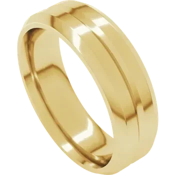 14K Beveled Edge Centered Groove