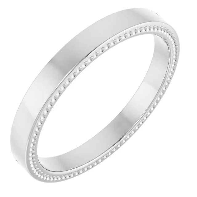 10K 2.5 mm Milgrain Flat Band