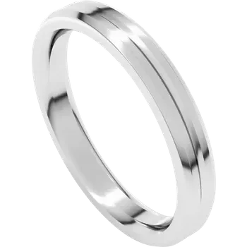 10K 3mm White Gold Beveled Edge Centered Groove