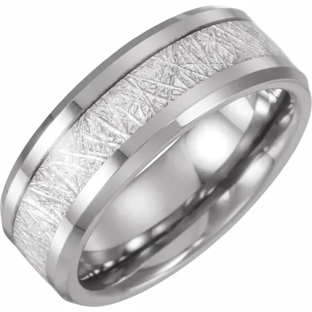 Tungsten Beveled-Edge Imitation Meteorite Inlay