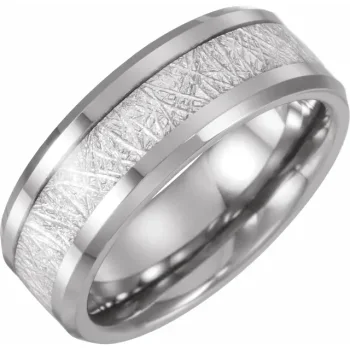 Tungsten Beveled-Edge Imitation Meteorite Inlay