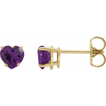 14K Gold Natural Amethyst Earrings