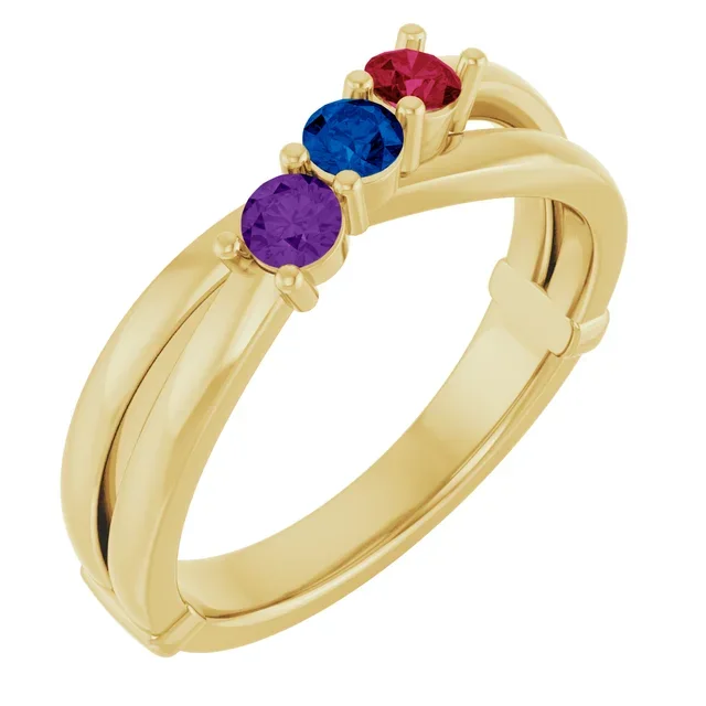 10K Gold 3-Stone Family Ring