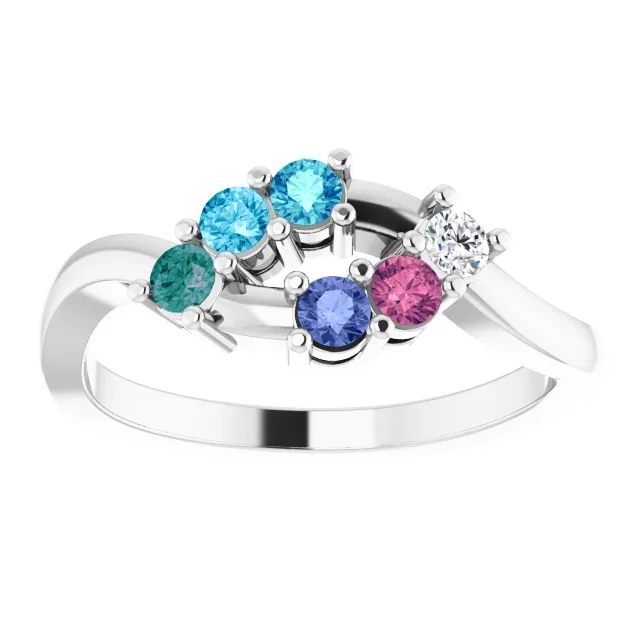 Sterling Silver 6-Stone Family Ring