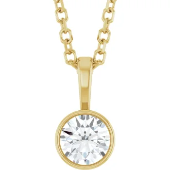 14K Yellow Gold 1/4 CT Diamond Bezel-Set Solitaire Necklace