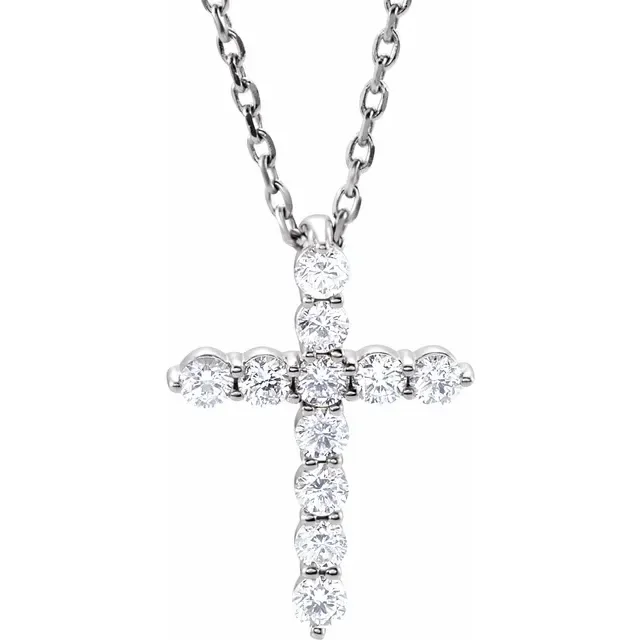 1/4 CTW White Gold Lab-Grown Diamond Cross Necklace