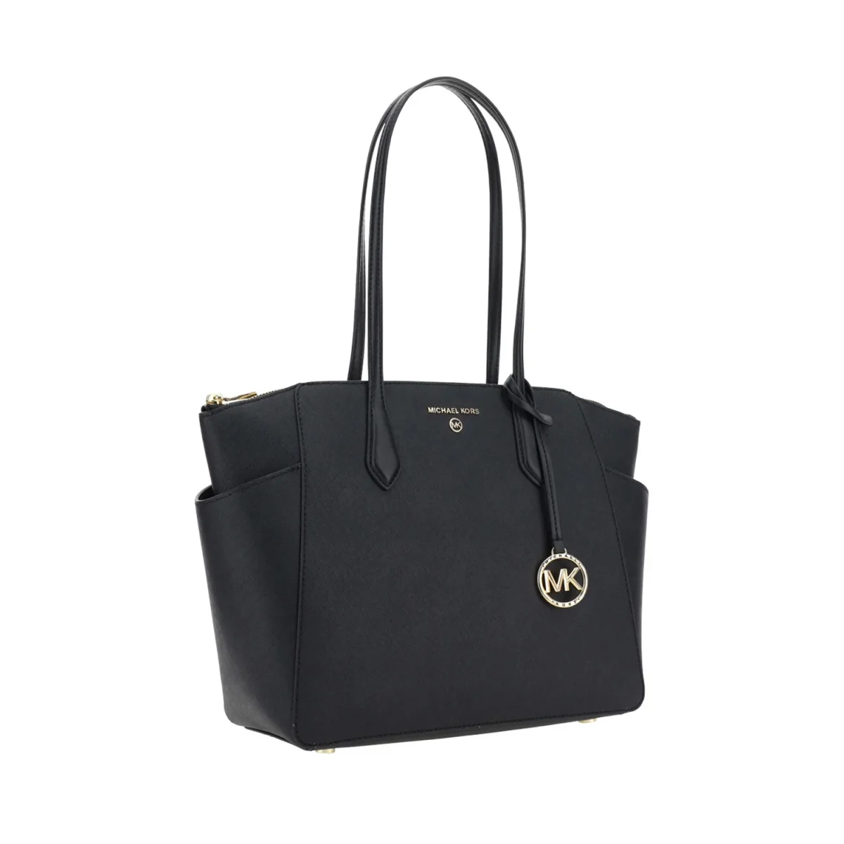 SOLID SAFFIANO BLACK LEATHER MD TZ TOTE