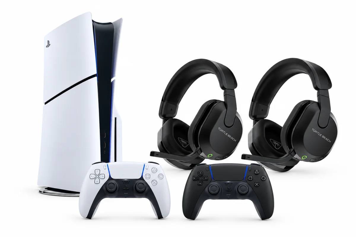PlayStation 5 Disc Bundle – 2 Controllers + 2 Turtle Beach Headsets