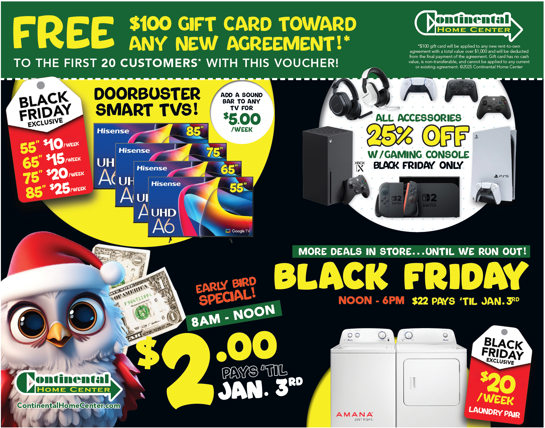 Continental Home Center Black Friday deals postcard